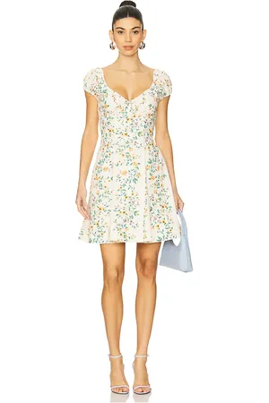 Agua by Agua Bendita Minivestido mati chinesis en color ivory talla M en - Ivory. Talla M (también en S, XL, XS).