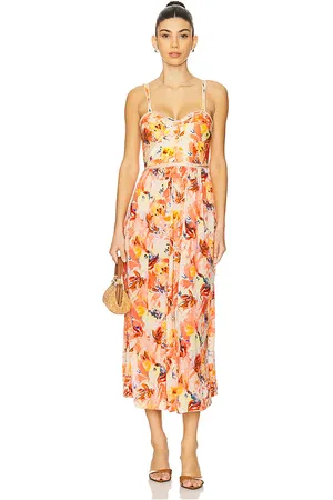 ULLA JOHNSON Vestido midi eliza en color naranja talla 10 en - Orange. Talla 10 (también en 12, 6).