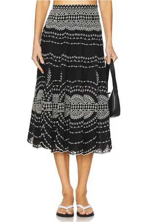 CHARO RUIZ IBIZA Falda midi livvy en color negro talla L en - Black. Talla L (también en M, S, XS).