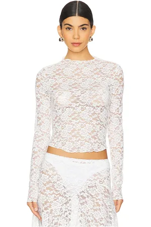 Lioness Top manga larga encaje en color blanco talla L en - White. Talla L (también en M, XL, XS, XXL).