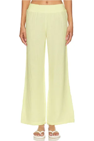 Bobi Pantalones wide leg en color amarillo limon talla L en - Lemon. Talla L (también en XL).