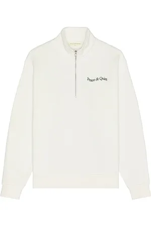 Museum of Peace and Quiet Suéter con cremallera de un cuarto wordmark en color talla L en - White. Talla L (ta