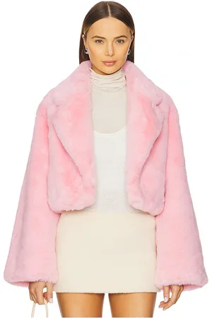 Adrienne Landau Chaqueta faux fox en color rosado talla M en - Pink. Talla M (también en S).