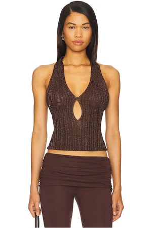 Misha Top punto echo en color marrón talla L en - Brown. Talla L (también en M, XXL).