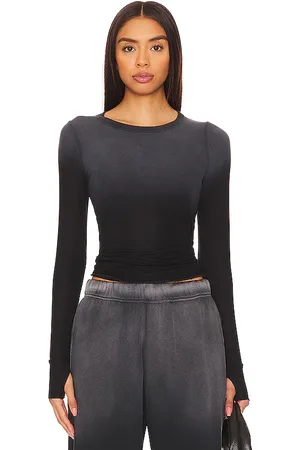 Michael Lauren Manga larga de canalé ombre alick en color negro talla L en - Black. Talla L (también en M, S, XL/1X, XS