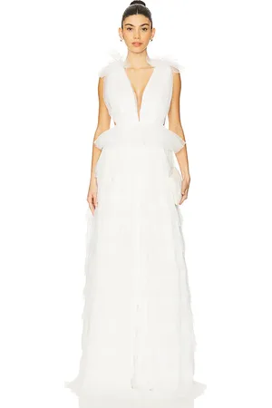 Sau Lee Vestido largo sabrina en color talla 0 en - White. Talla 0 (también en 00, 2, 4, 6).