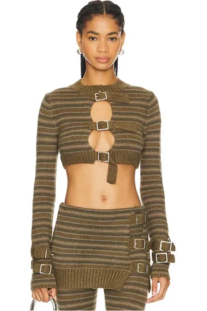 Jaded London Cropped knitted stripe top en color militar talla XL en - Army. Talla XL (también en XS).