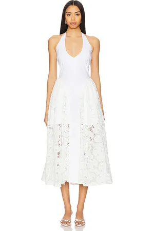 Delfi Vestido largo hera eyelet en color talla L en - White. Talla L (también en M, S, XS).