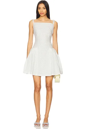 yuhan wang Vestido de algodón con aro bordado floral en color talla L en - White. Talla L (también en M, S).