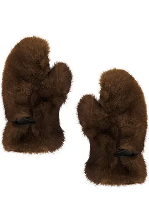 Apparis Guantes de piel de visón lumi en color marrón talla all en - Brown. Talla all.