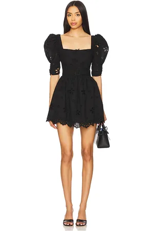 For Love & Lemons Minivestido con cinturón y ojales daisy en color talla S en - Black. Talla S (también en XS).