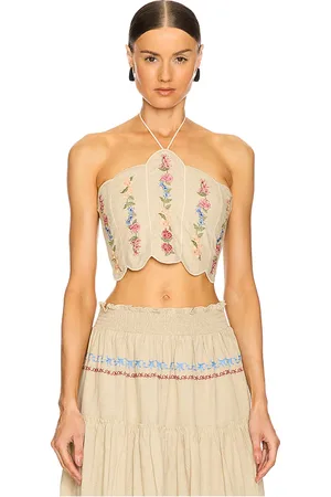 Agua Bendita Top halter en color bronce talla L en - Tan. Talla L (también en M).