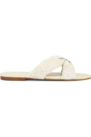 KAANAS Sandalia de lino con tiras cruzadas y suela gruesa. banha en color crema talla 10 en - Cream. Talla 10 (también en 11, 6, 7, 8, 9)