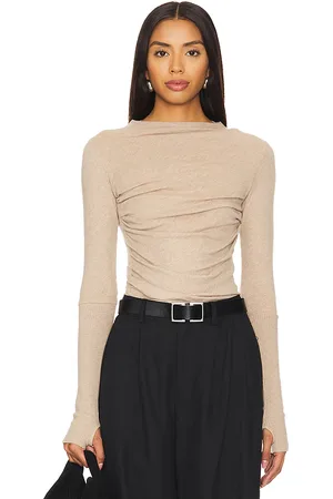 ENZA COSTA Top manga larga en color bronce talla S en - Tan. Talla S (también en L, XS).