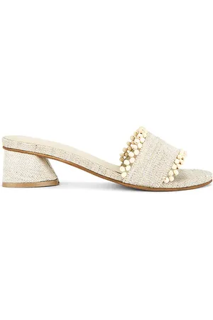 KAANAS Tacón asimétrico de lino. cairo en color crema talla 10 en - Cream. Talla 10 (también en 11, 6, 7, 8).