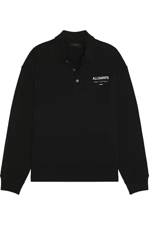 AllSaints Camisa polo de manga larga underground en color negro talla L en - Black. Talla L (también en M, S, XL/1X).