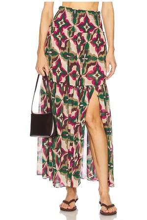 MISA Falda maxi polly en color green,brown talla L en - Green,Brown. Talla L (también en M, S, XL, X
