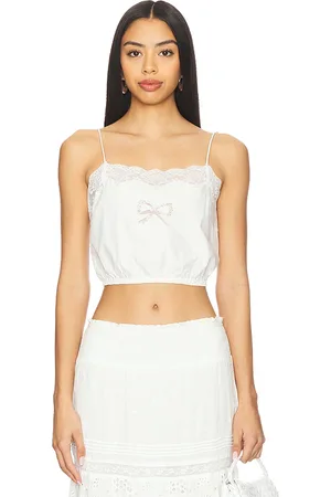 LOVESHACKFANCY Aliaya top en color blanco talla L en - White. Talla L (también en M, S, XL, XS).