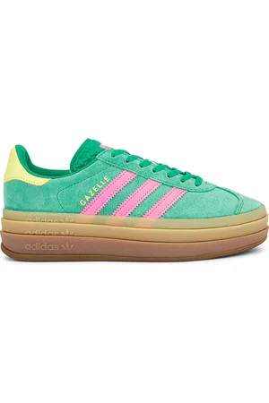adidas Zapatilla deportiva gazelle bold en color verde talla 10 en Court Green Lucid Pink & Pure Sulfur - Green. Talla 10