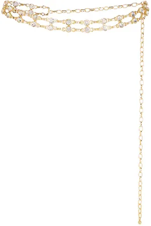 Ettika Cinturón double crystal chain link en color oro metálico talla all en - Metallic Gold. Talla all.