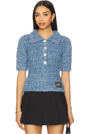 Ganni Polo de mezclilla tejido a mano en color azul talla L en - Blue. Talla L (también en M, S, XS).