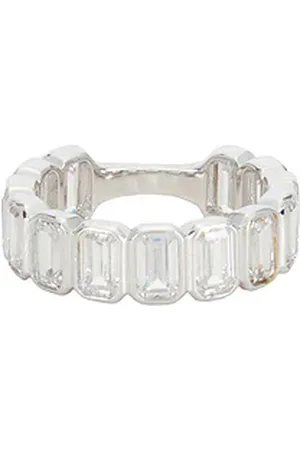 Shashi Anillo circular baguette en color metálico talla 6 en - Metallic Silver. Talla 6 (también en 7, 8).