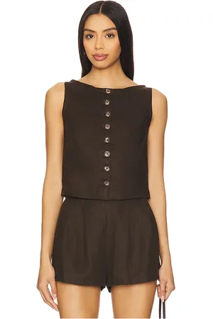 FAITHFULL THE BRAND Top sin mangas elia en color chocolate talla L en - Chocolate. Talla L (también en S, XS).