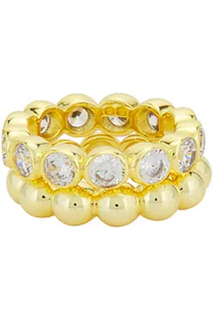 Shashi Conjunto de anillos bezel vroom en color oro metálico talla 6 en - Metallic Gold. Talla 6 (también en 7, 8).