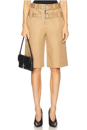 Ganni Shorts con cinturón adherido en color bronce talla 34 en - Tan. Talla 34 (también en 36, 38).
