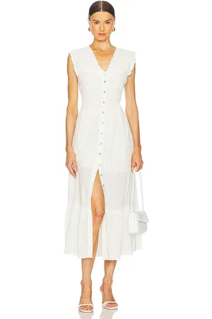 Free People Vestido midi desert dazed en color blanco talla L en - White. Talla L (también en M, S, XL, XS).