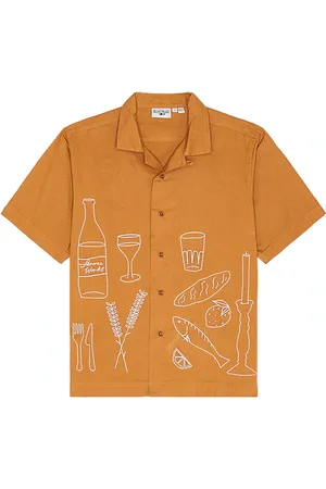 Service Works Camisa manga corta picnic en color burnt orange talla M en - Burnt Orange. Talla M (también en XL/1X).