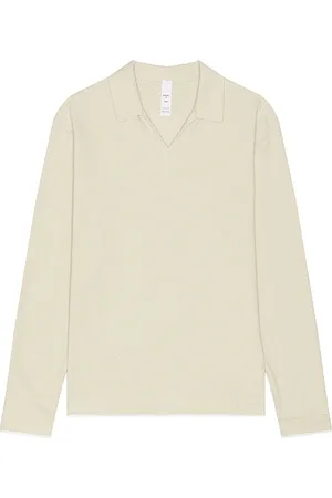 Rhone Seaside terry long sleeve polo en color nude talla L en - Nude. Talla L (también en M, S, XL/1X).