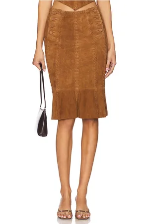 Understated Leather Falda midi handkerchief en color talla L en - Brown. Talla L (también en M, S).