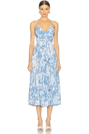 ASTR Vestido midi dress en color azul talla L en - Blue. Talla L (también en S).