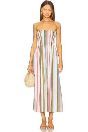 FAITHFULL THE BRAND Vestido midi jamie en color cream,sage talla L en - Cream,Sage. Talla L (también en M, S, X