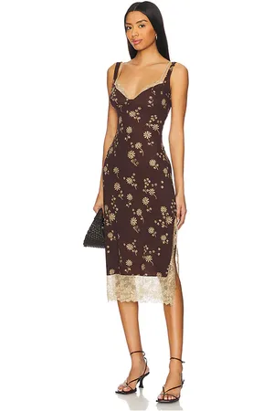 Free People Vestido lencero a media pierna party crasher en color marrón talla L en - Brown. Talla L (también en X
