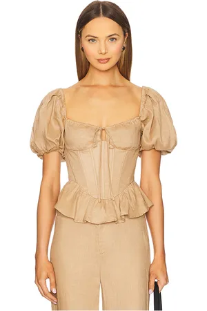 Bardot Top corset con mangas abullonadas esra en color marrón talla 10 en - Brown. Talla 10 (también en 12, 2, 4, 6, 8).