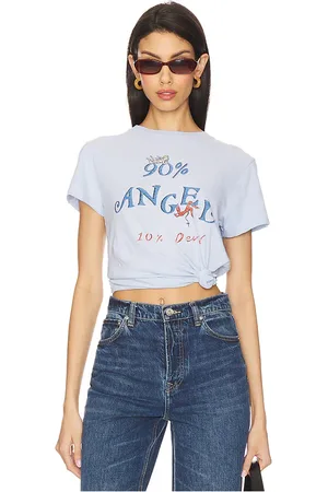 RE/DONE Camiseta angel devil en color bebe azul talla M en - Baby Blue. Talla M (también en S, XS).
