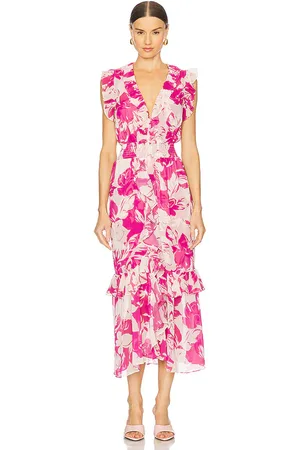 MISA Vestido midi kidada en color fucsia talla M en - Fuchsia. Talla M (también en S, XL).