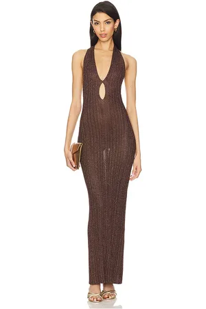 Misha Vestido punto echo en color marrón talla L en - Brown. Talla L (también en M, S, XL, XS, XXL).