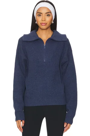 Lunya Cuello con media cremallera cozy cotton silk en color azul marino talla M en - Navy. Talla M (también en S).
