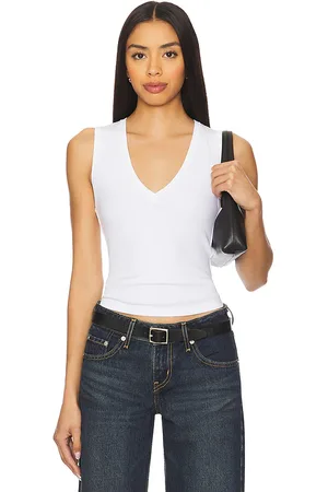 Free People Top sin mangas neria en color blanco talla L en - White. Talla L (también en M, S).