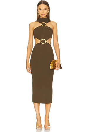 Cult Gaia Vestido midi ambar en color verde talla M en - Green. Talla M (también en S).