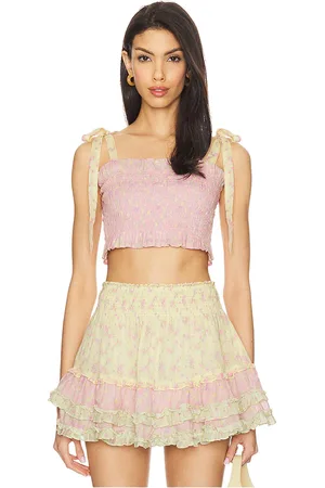 LOVESHACKFANCY Corbin top en color rosado talla L en - Pink. Talla L (también en M, S, XL, XS).