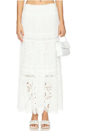 LOVESHACKFANCY Falda miloti en color blanco talla L en - White. Talla L (también en M, S, XL, XS).