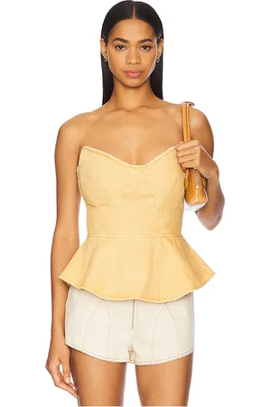 AFRM Top peplum the princess en color bronce talla L en - Tan. Talla L (también en M, S, XL, XS, XXL, XXS).