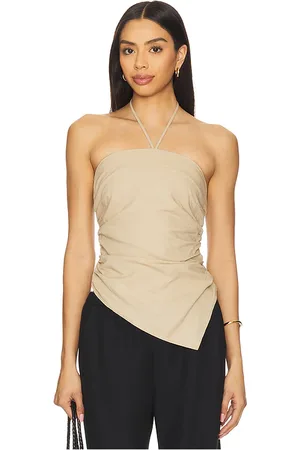 ONIA Top halter asimétrico air linen en color neutral talla 0 en - Neutral. Talla 0 (también en 2, 4, 6, 8).