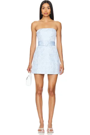 Amanda Uprichard Vestido fae en color denim claro talla L en - Denim-Light. Talla L (también en M).