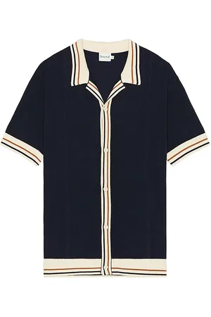 Bound Stevie waffle ribbed knit polo en color azul talla L en - Blue. Talla L (también en M, S).