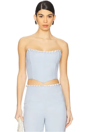 La Porte Top de corset con perlas. birkin en color bebe azul talla L en - Baby Blue. Talla L (también en M, S, XL, XS).